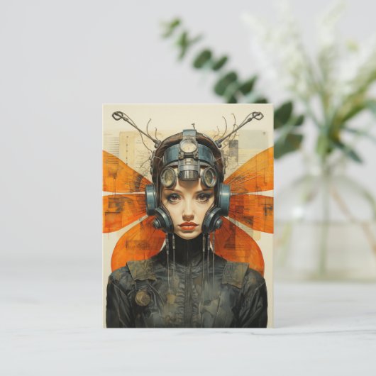 Fantasy Insect-Frau Postkarte (Stehend Vorderseite)