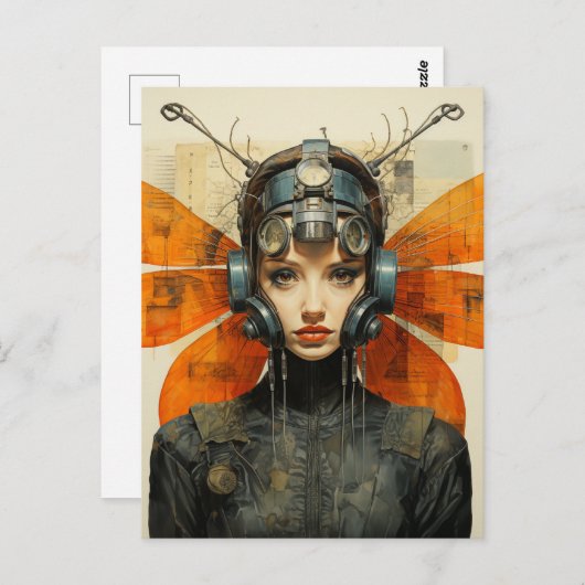 Fantasy Insect-Frau Postkarte (Vorne/Hinten)