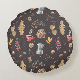 Fantasy-inspirierte botanische Elemente Rundes Kissen
