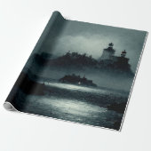 Fantasy Island Lighthouse Misty Foggy Dark Night Geschenkpapier (Ungerollt)
