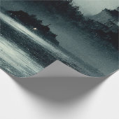 Fantasy Island Lighthouse Misty Foggy Dark Night Geschenkpapier (Ecke)
