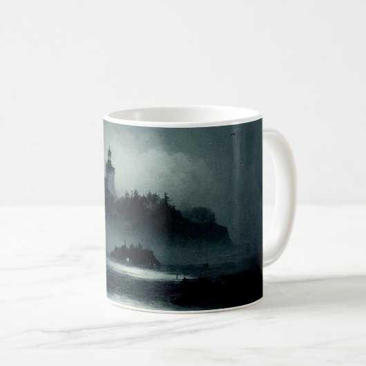 Fantasy Island Lighthouse Misty Foggy Dark Night Kaffeetasse (VorderseiteRechts)