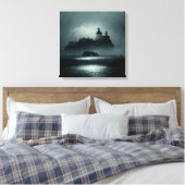 Fantasy Island Lighthouse Misty Foggy Dark Night Leinwanddruck (Insitu (Schlafzimmer))
