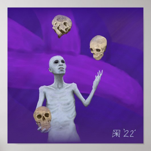 Fantasy Juggler Juggling Skulls Wall Art Print Poster (Vorne)