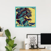 Fantasy Kaiju Anime - Holzschnitt 1 Poster (Heimbüro)