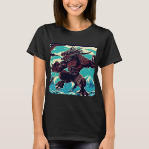 Fantasy Kaiju Anime - Holzschnitt 3 T-Shirt