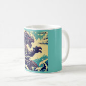 Fantasy Kaiju Anime - Holzschnitt 4 Kaffeetasse (VorderseiteRechts)