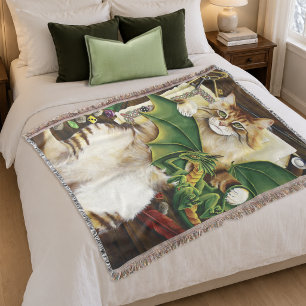 Fantasy-Katze-Grün-Drache-Würfel zum Spielen Decke