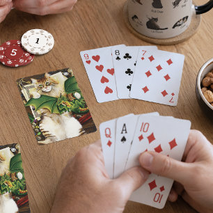 Fantasy-Katze-Grün-Drache-Würfel zum Spielen Spielkarten