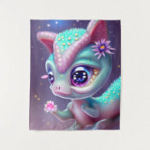 Fantasy Kawaii niedlich und bezaubernd Baby Dinosa Wandteppich (Vorderseite)