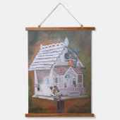 Fantasy Kingfisher Birdcage Wandteppich Mit Holzrahmen (Vorderseite)