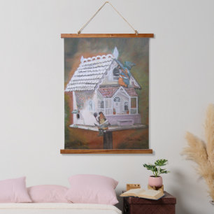 Fantasy Kingfisher Birdcage Wandteppich Mit Holzrahmen