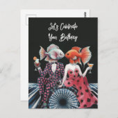 Fantasy Kissing Fish Celebrate Happy Birthday Postkarte (Vorne/Hinten)