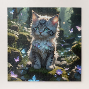 Fantasy Kitty mit Schmetterlingen Puzzle