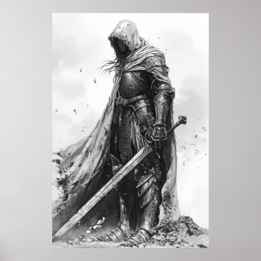 Fantasy Knight Illustration in the Style of Ian Mi Poster (Vorne)