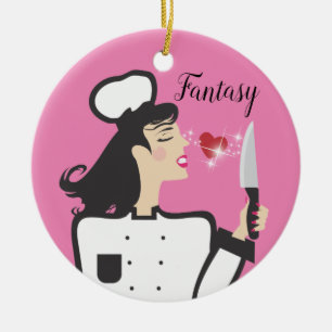 Fantasy Koch vs Reality kochen kulinarische Weihna Keramik Ornament