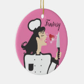 Fantasy Koch vs Reality kochen kulinarische Weihna Keramik Ornament (Rechts)