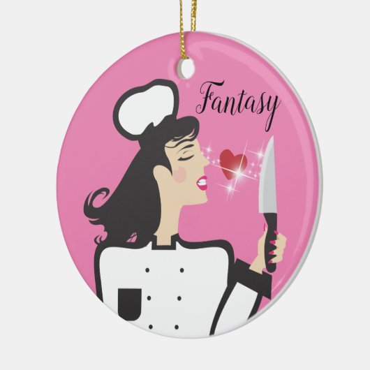Fantasy Koch vs Reality kochen kulinarische Weihna Keramik Ornament (Links)