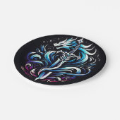 Fantasy Krieger Mystischer Drache Schwert Flamme Pappteller (Schrägansicht)