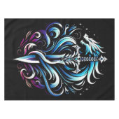 Fantasy-Krieger Mystischer Drache Schwert Flamme Tischdecke (Vorderseite (Horizontal))