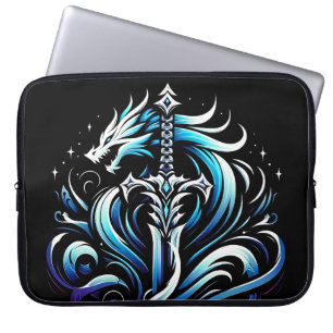 Fantasy-Krieger-Mystischer-Drachenschwert-Flamme Laptopschutzhülle