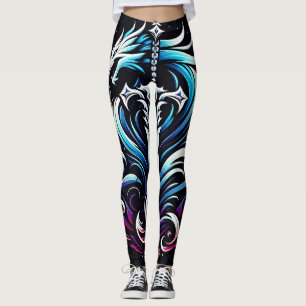 Fantasy-Krieger-Mystischer-Drachenschwert-Flamme Leggings