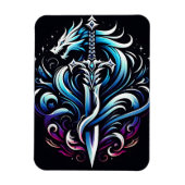 Fantasy-Krieger-Mystischer-Drachenschwert-Flamme Magnet (Vertikal)