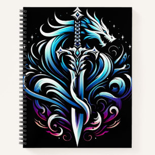 Fantasy-Krieger-Mystischer-Drachenschwert-Flamme Notizblock