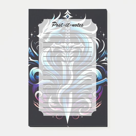 Fantasy-Krieger-Mystischer-Drachenschwert-Flamme Post-it Klebezettel (Vorderseite)
