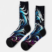 Fantasy-Krieger-Mystischer-Drachenschwert-Flamme Socken (Linkes Detail)