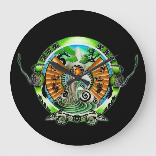 Fantasy Kung Fu Große Wanduhr (Vorderseite)