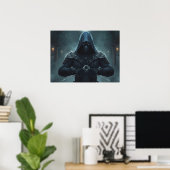 Fantasy-Kunst: „Der Flüsterer der arkanen Schatten Poster (Heimbüro)