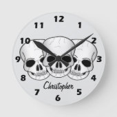 Fantasy Kunst Schädel Design Personalisiert Runde Wanduhr (Vorderseite)
