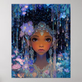 Fantasy-Kunst Schwarze Mädchen Schwarze Königin El Poster (Vorne)