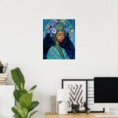 Fantasy-Kunst Schwarzes Mädchen Schwarze Königin G Poster (Heimbüro)