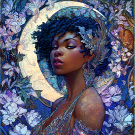 Fantasy-Kunst Schwarzes Mädchen Schwarze Königin M Poster