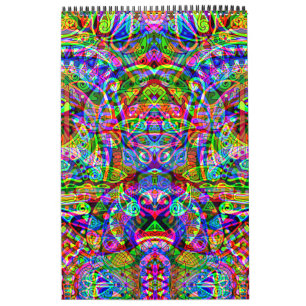 Fantasy-Kunst skizzieren - Abstrakte Neon-Verschie Kalender