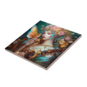 Fantasy Lady mit Lute & Butterfly Bird Fliese (Seite)