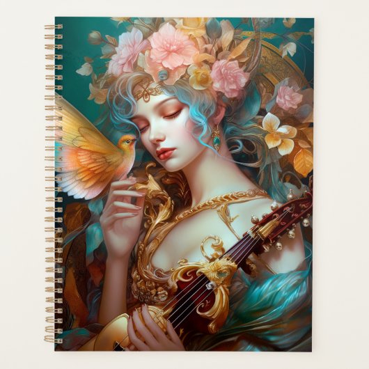 Fantasy Lady mit Lute & Butterfly Bird Planer (Vorderseite)