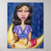 Fantasy-Lady mit schlafendem Halbmond Poster (Vorne)
