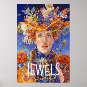 Fantasy-Lady-Porträt-Kunstprint Schmetterlingshut Poster