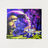 Fantasy Land mit Elfen & Pilzen Wandteppich (Vorderseite (Horizontal))