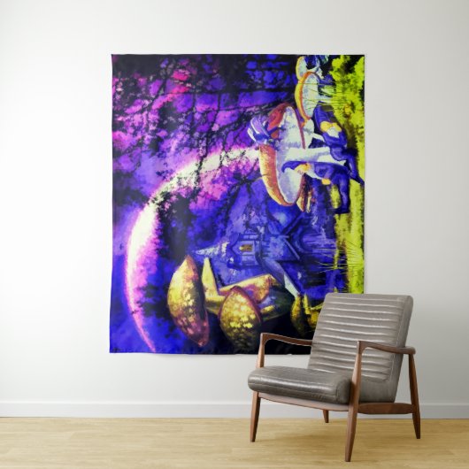 Fantasy Land mit Elfen & Pilzen Wandteppich (Beispiel)