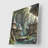 Fantasy Lands Quadratische Wanduhr (Winkel)