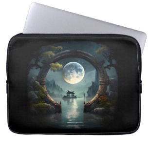 Fantasy Landscape Moon, Round Arch Laptopschutzhülle