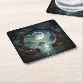 Fantasy Landscape Moon, Round Arch Square Unterset Rechteckiger Pappuntersetzer (angewinkelt)