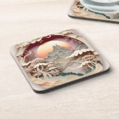 Fantasy Landscape Papier schneiden Hartkunststoff  Getränkeuntersetzer (Linke Seite)