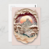 Fantasy Landscape Papier schneiden Postkarte (Vorne/Hinten)