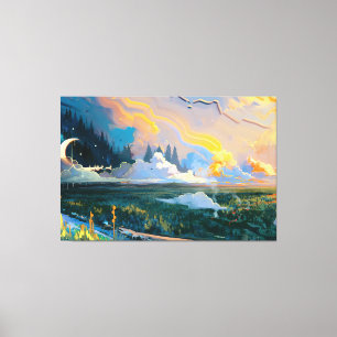 Fantasy Landscape Premium Wrapped Canvas (Glanz) Leinwanddruck