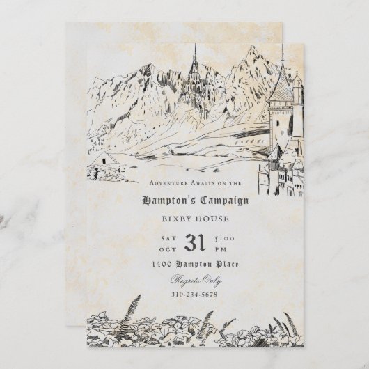 Fantasy Landscape Role Playing Game Kampagne Einladung (Vorne/Hinten)